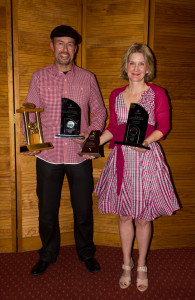 Peter Caughey and navigator Karen Marshall accept their award.