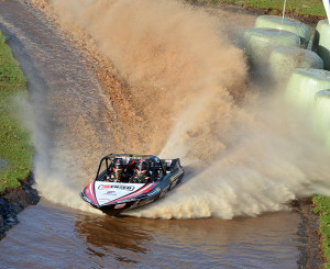 Peter Caughey and his ENZED boat putting in the day’s fastest time at Baypark